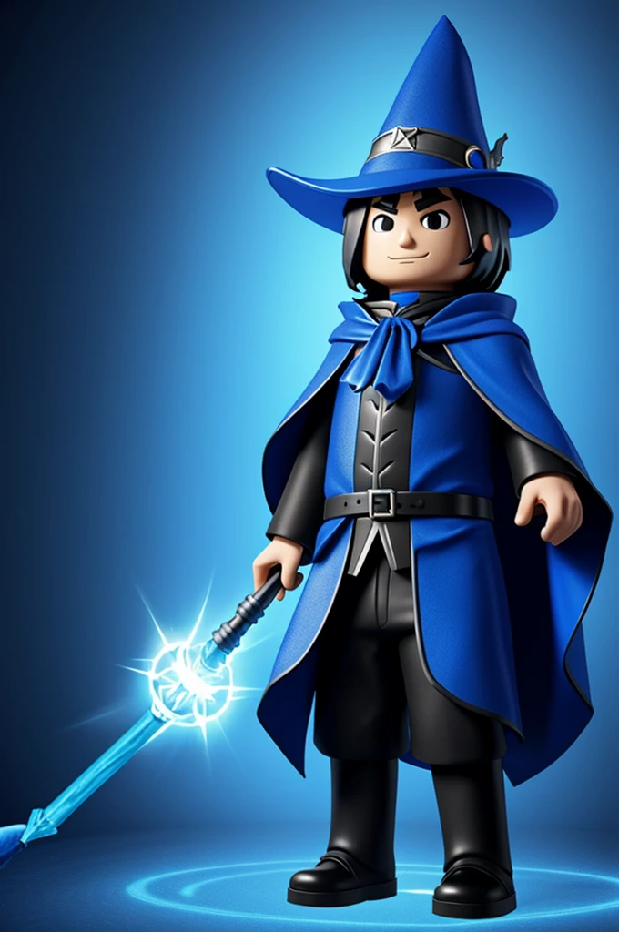 A roblox character dressed as a blue wizard
