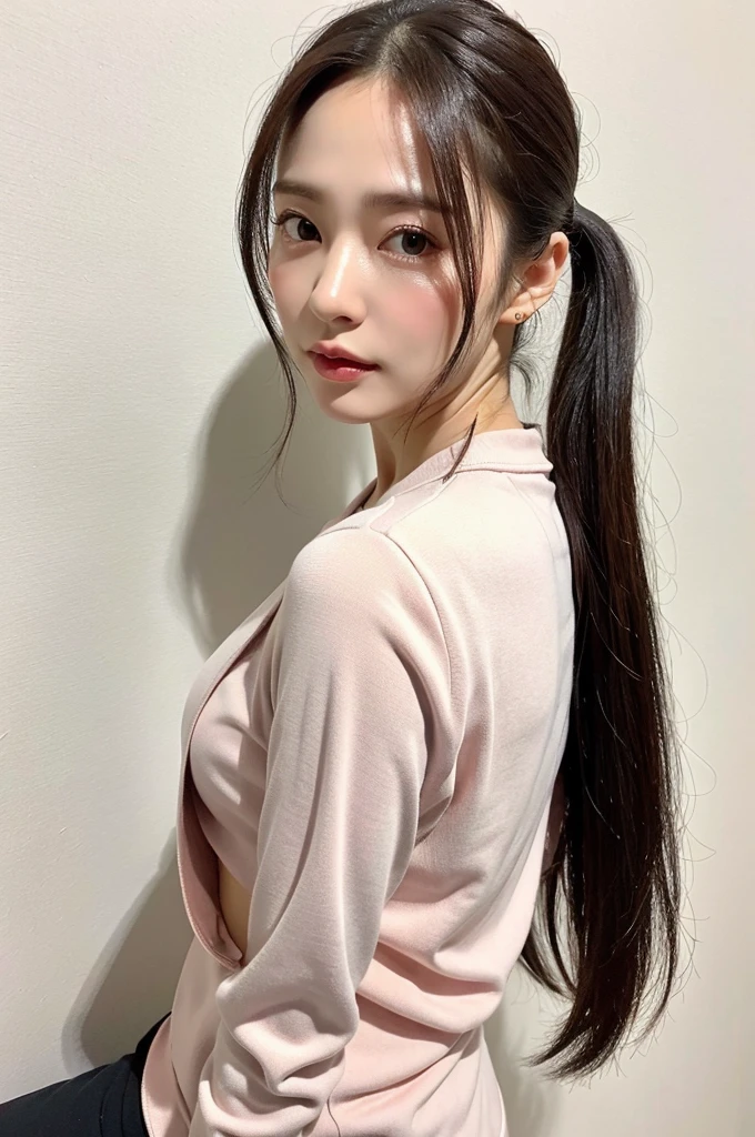 Mature Milf Young,ponytail,Office Clothes,Age 35,Erotic style,So cute,whole body,Perfect face with soft skin,Gorgeous long brown hair,8K resolution,Ultra-realistic,Super detailed,high quality,Erotic beautiful immature woman in fashionable clothes,(Look at the viewers)