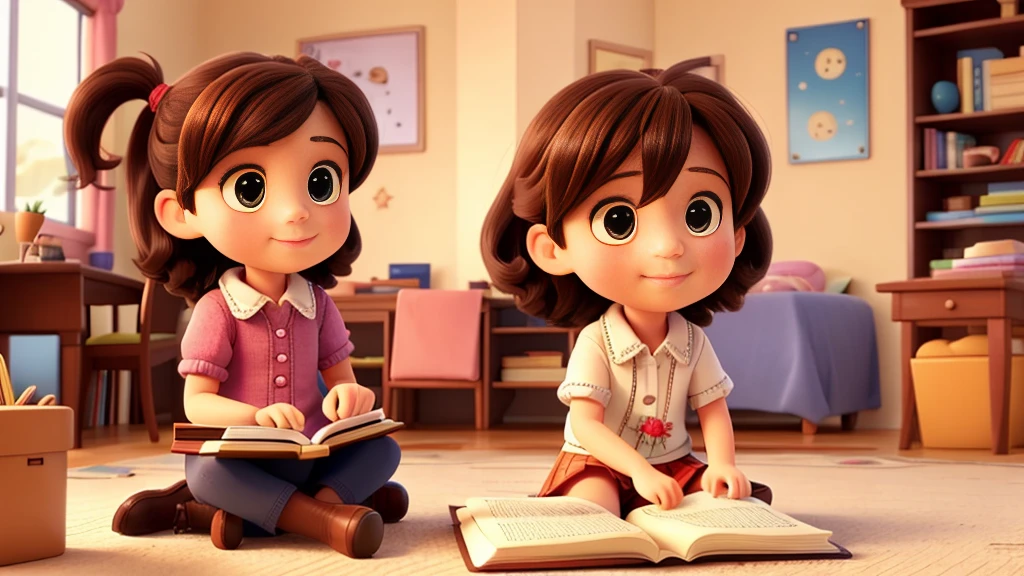 A little girl reading a book