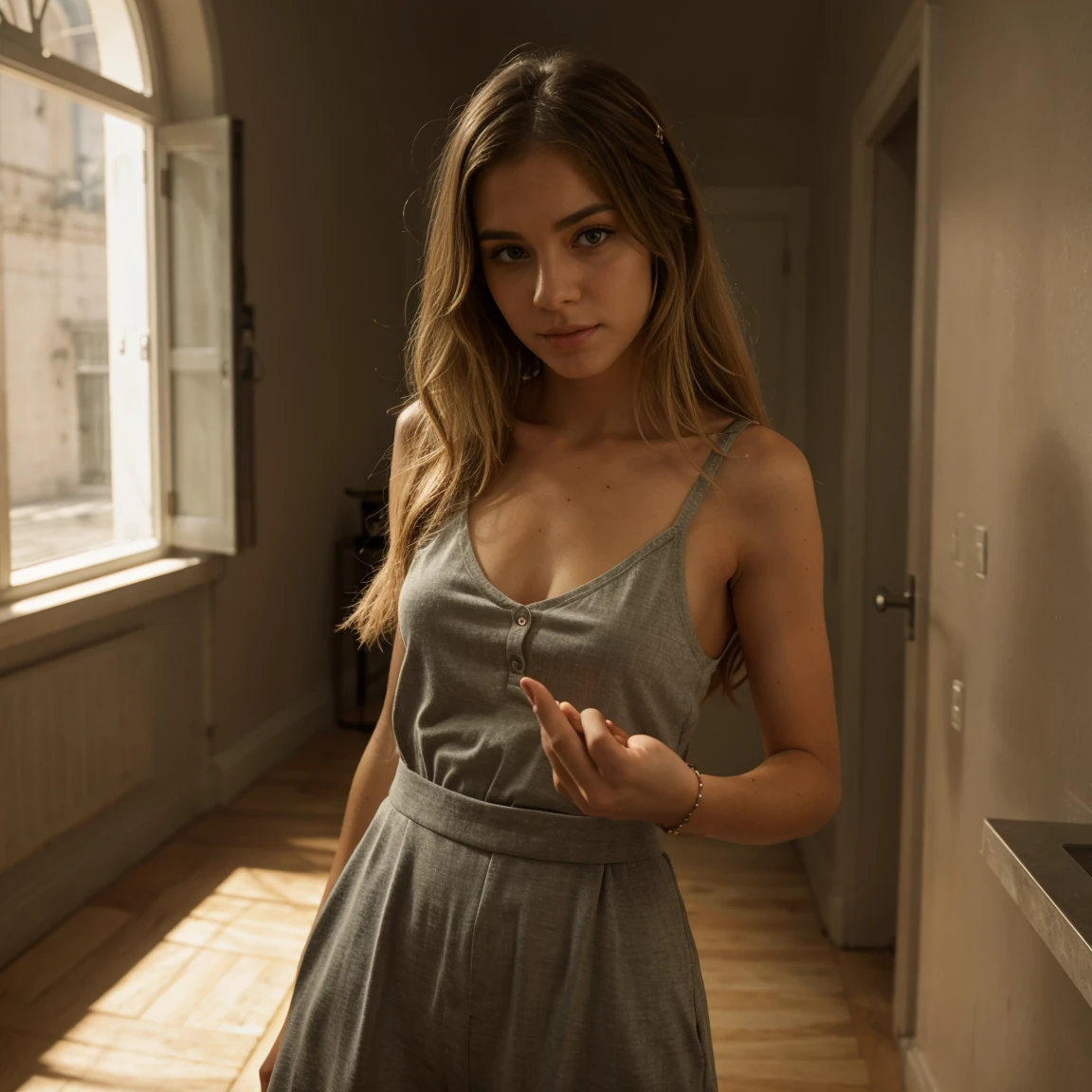 Lucie grabbing hand for follow her