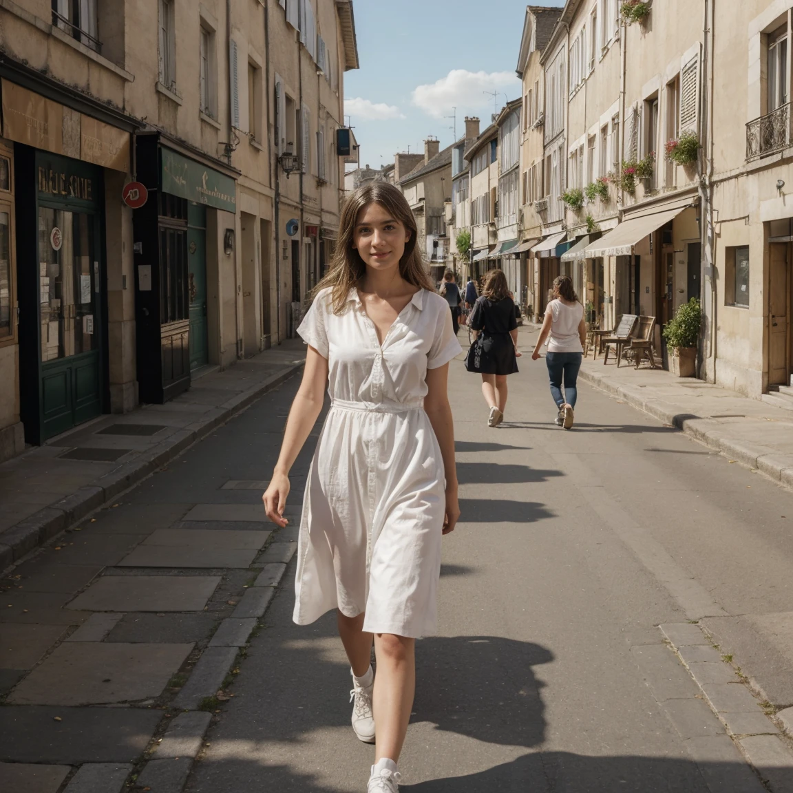 Réaliste cinématographique 8k , fille marche, en ville, hot,