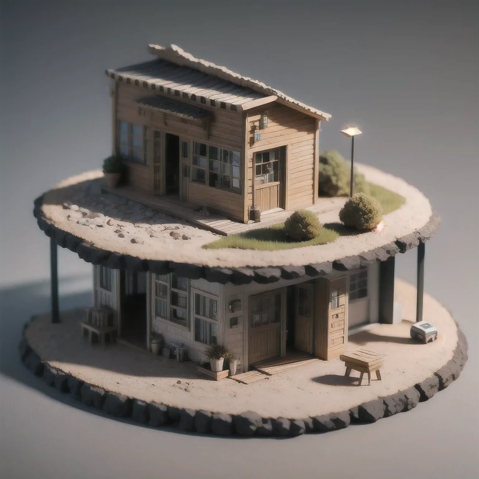 there is a  sitting at a table in a miniature house, stylized 3d render, 3 d clay render, 3d clay render, daily render, stylized as a 3d render, 3 d illustration, 3d illustration, low poly render, a low poly render, clay render, 3d low poly render, 3 d low poly render