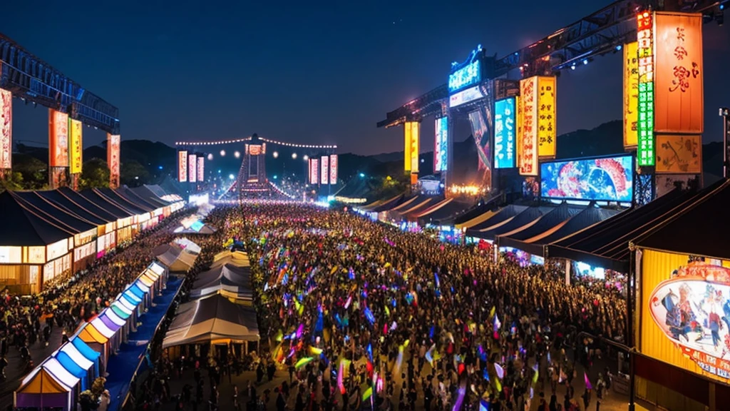 (masterpiece, Highest quality), festival, Japan, night, anime, fair