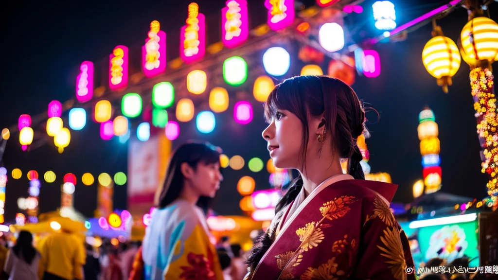 (masterpiece, Highest quality), festival, Japan, night, anime, fair