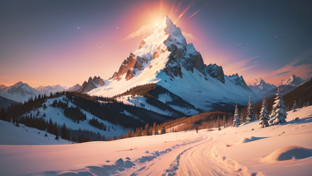 painting of a snowy mountain path, painterly illustration, colorful concept art, a beautiful artwork illustration, jen bartel, in the snow mountains, colorful digital painting, painterly concept art, by Simon Gaon, winter concept art, inspired by Tuomas Korpi, jessica rossier color scheme, with a snowy mountain and ice