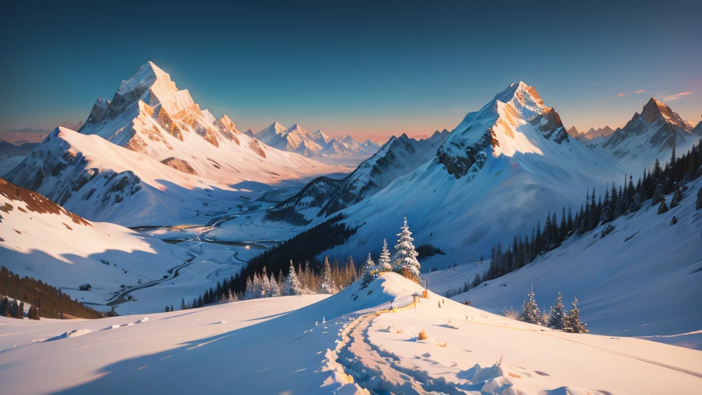 painting of a snowy mountain path, painterly illustration, colorful concept art, a beautiful artwork illustration, jen bartel, in the snow mountains, colorful digital painting, painterly concept art, by Simon Gaon, winter concept art, inspired by Tuomas Korpi, jessica rossier color scheme, with a snowy mountain and ice