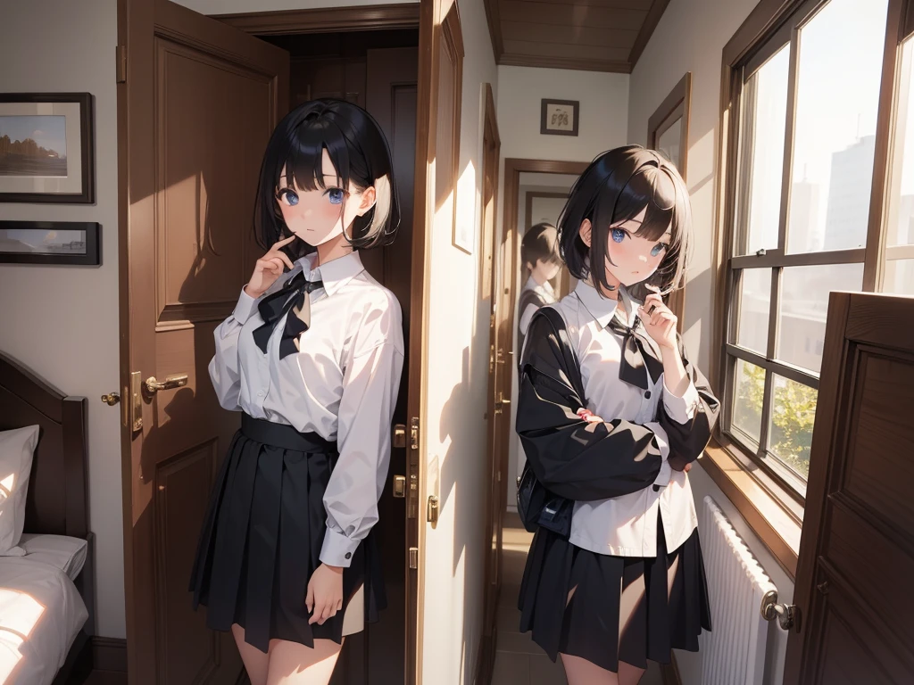 masterpiece、Highest quality、One girl、Short Hair、I'm wearing headphones、Showing off the smartphone screen in his hand、The expression is dignified、
Clothes are uniforms、I'm in a school classroom