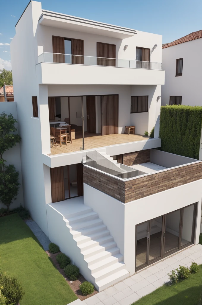 Image of a 300 square meter plot 12x25, with a 4x6 store in front with the facade saying GM Modas, 3 kitnets in the back 4x8 and a house upstairs on the second floor with 3 bedrooms, living room kitchen large bathroom and barbecue area.