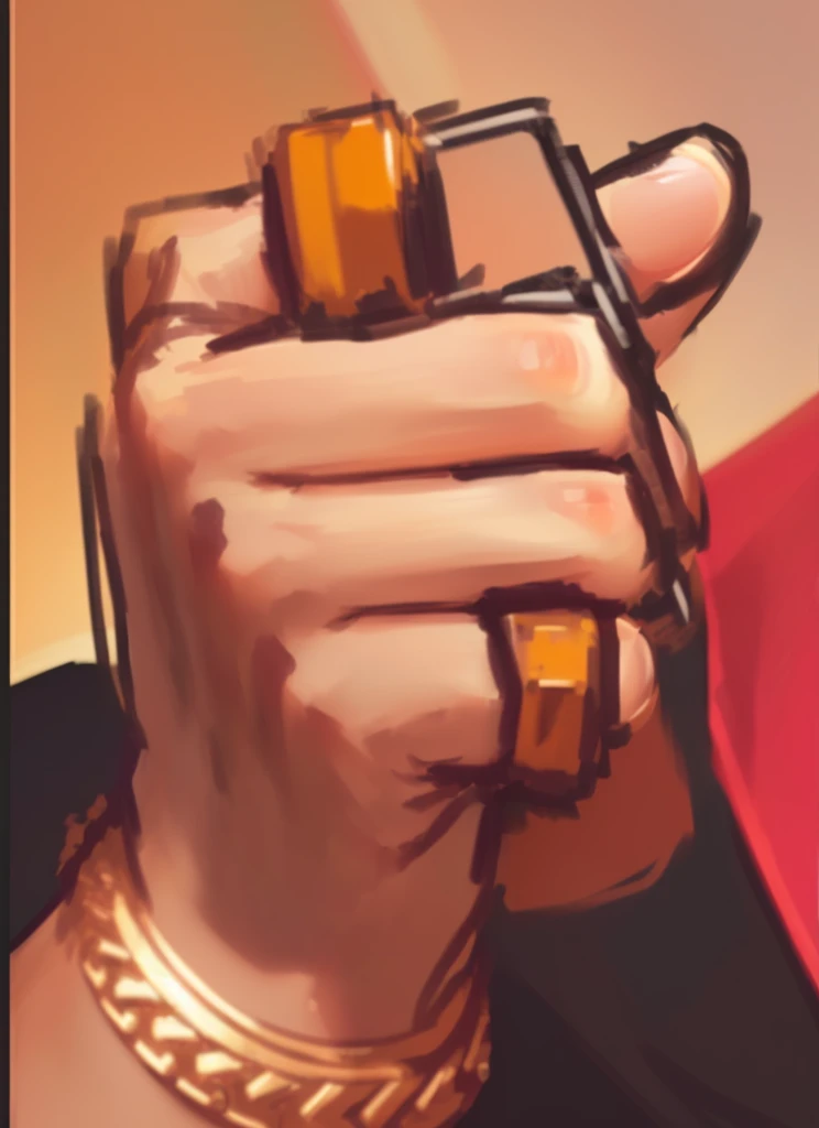 someone is holding a red cell phone in their hand, heavy gesture style closeup, extreme hand detail, character art closeup, ultra detail. digital painting, hyper detail portrait, low detailed. digital painting, closeup of fist, ( ( extreme detail ) ), detailed digital painting, high detail of a hand, high detail digital painting, extra detail, character portrait closeup, fined detail