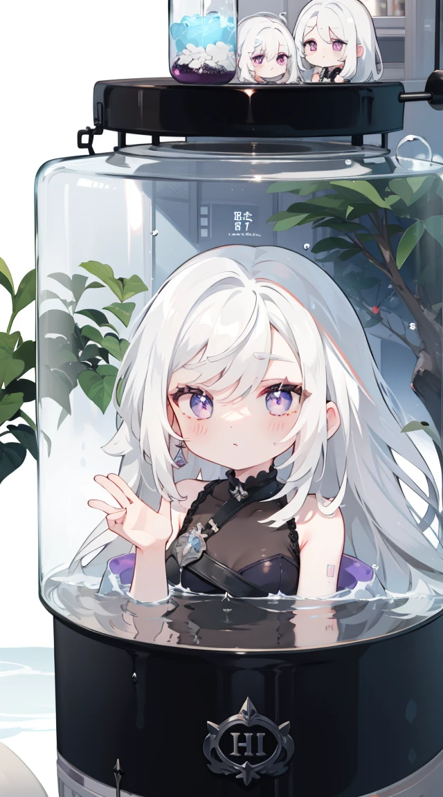 (((((In the tank))))))、A girl、White hair,Purple Eyes,In a jar、cute、Tiny, piece