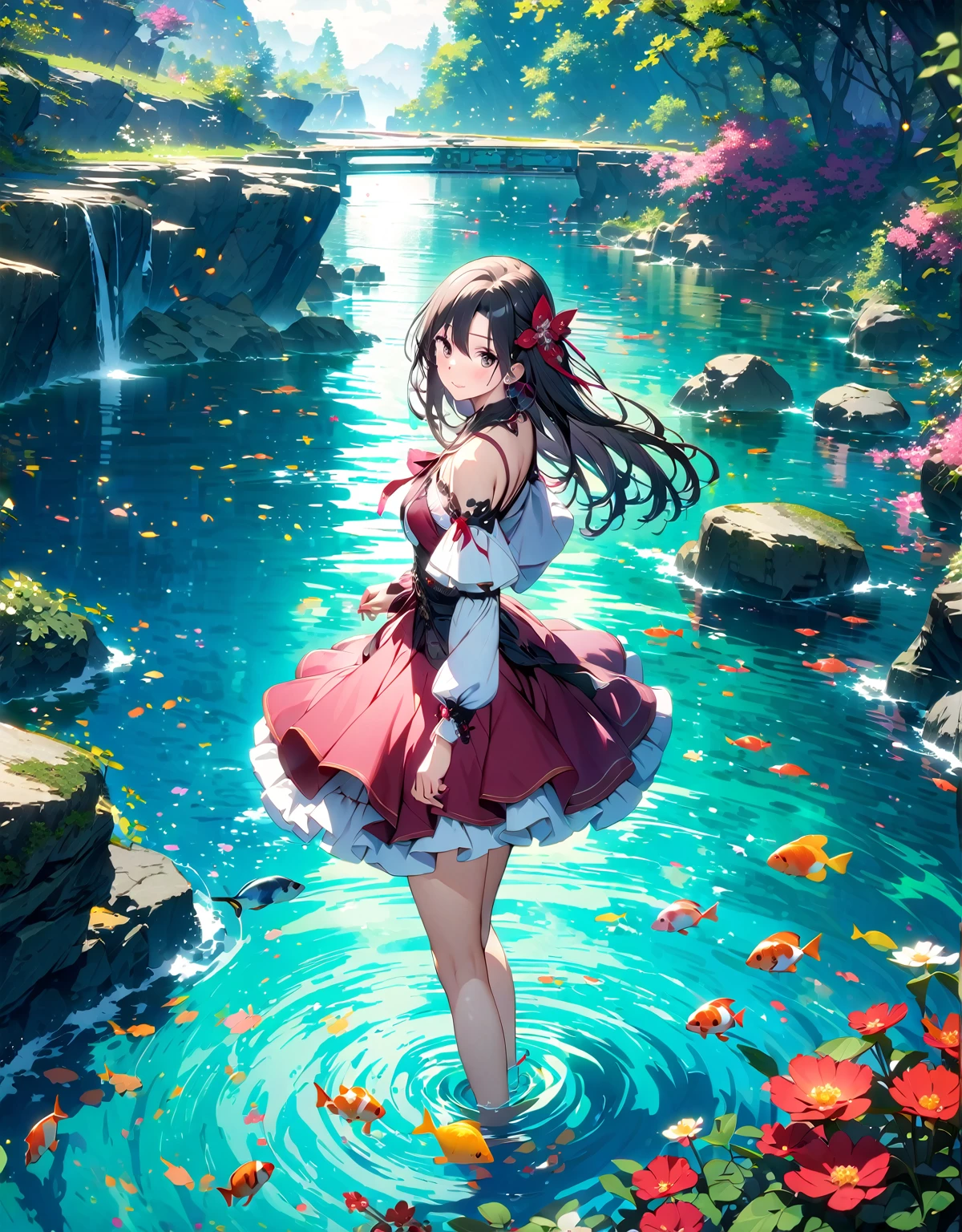  (超detailedなイラスト:1.2),Very delicate and beautiful，非常にdetailed，CG，Unity，8k wallpaper，wonderful，detailed，masterpiece，The best quality in the best condition，Official Art，非常にdetailed CG 8k Unbelievably ridiculous resolution,Beautiful and exquisite,High resolution，非常にdetailedな目と顔,On the water