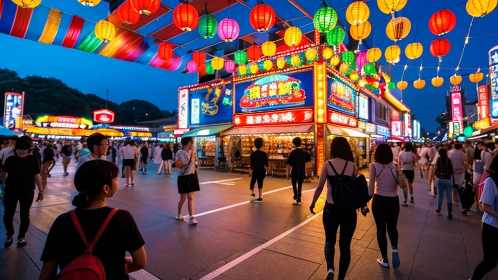 (masterpiece, Highest quality), Summer festival, night, Japan Shop,