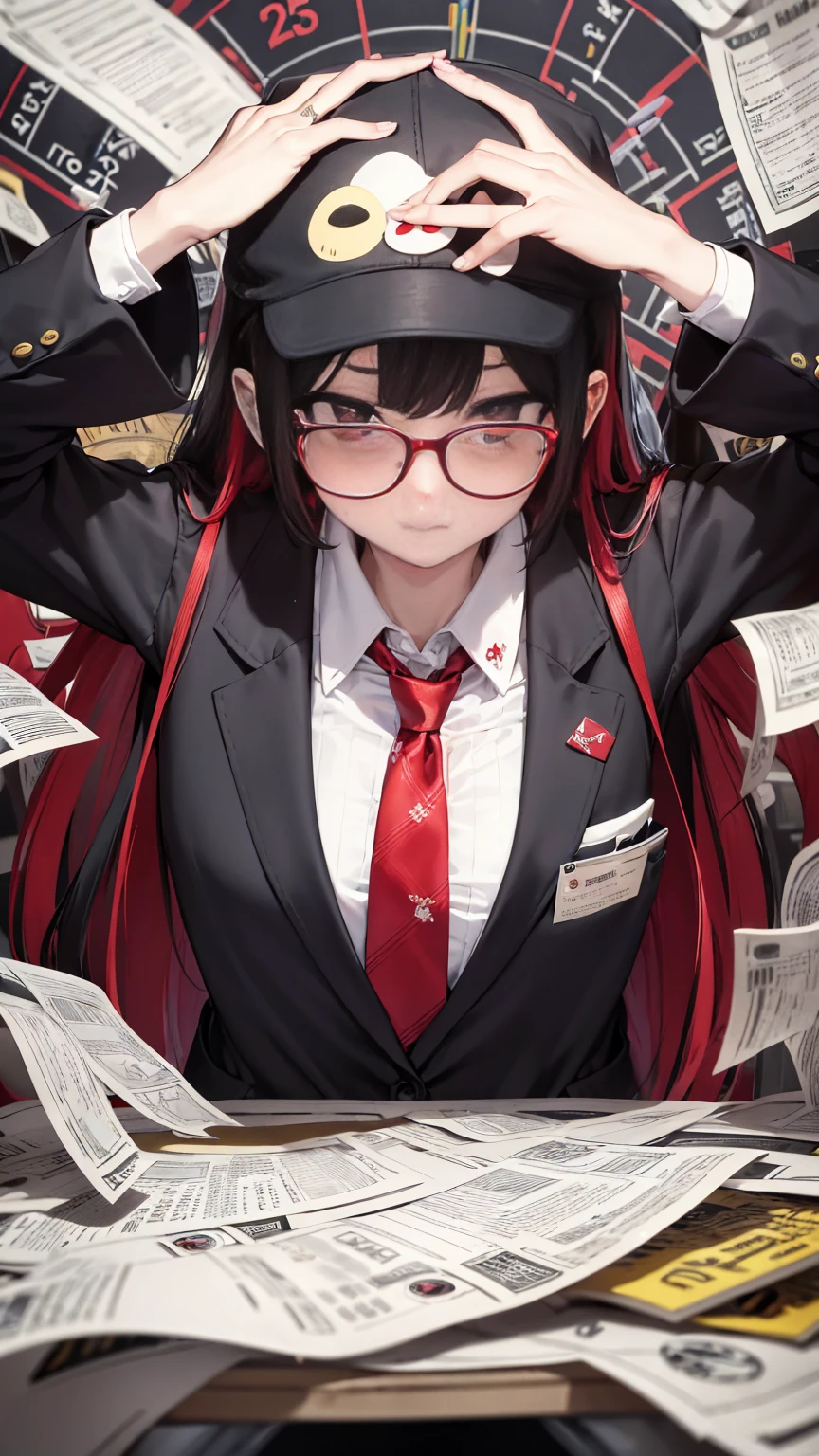 Draw a caricature of an anthropomorphized penguin who is confused and overwhelmed. The penguin has an exaggerated bewildered expression, sweating, and frowning while holding a downward-trending stock chart. The penguin is wearing an ill-fitting suit with a slightly askew tie. It has large, outdated glasses and is holding a disheveled stack of financial papers.
In the background, depict a chaotic stock market scene with red arrows pointing downwards and dollar signs flying around. Add humorous elements like a dartboard with missed darts indicating poor investment choices.
At the top of the card, write "Buy High, Sell Low Pro" in bold font, and at the bottom, add witty taglines such as "Master of Unprofitable Trades" or "The Contrarian Investor's Nightmare." Use mainly red and grey colors to symbolize financial loss and confusion.