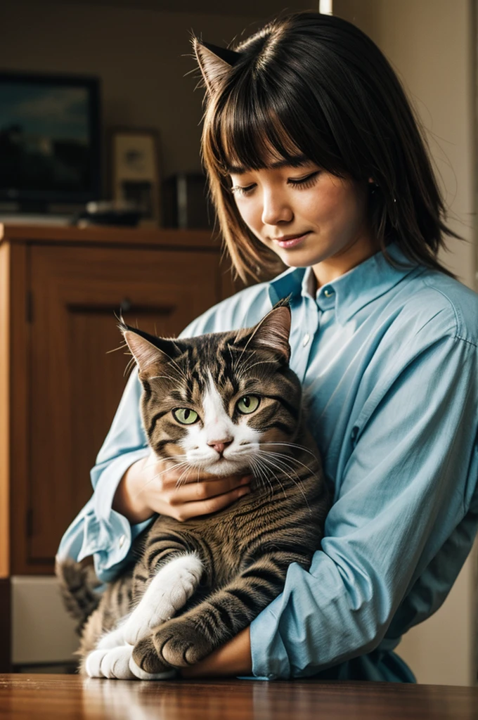 The cat cries for me.