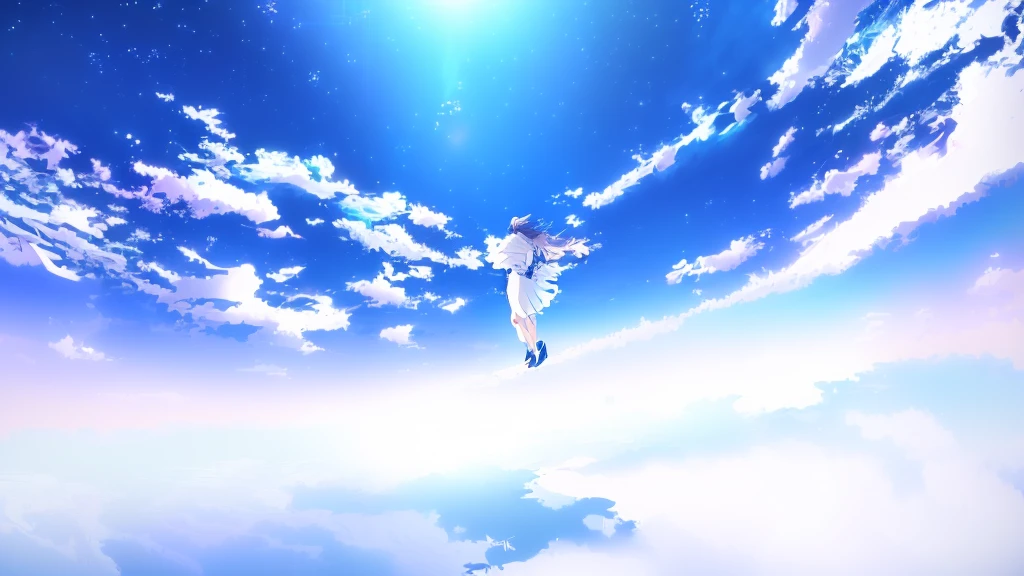 anime, A girl in a white dress floats in the water, Makoto Shinkai Cyril Rolland, anime girl walking on water, anime movie background, beautiful anime scene, today's featured anime still, anime film still, screenshot from the anime film, anime still film anime shikishi, star(null) starry_null