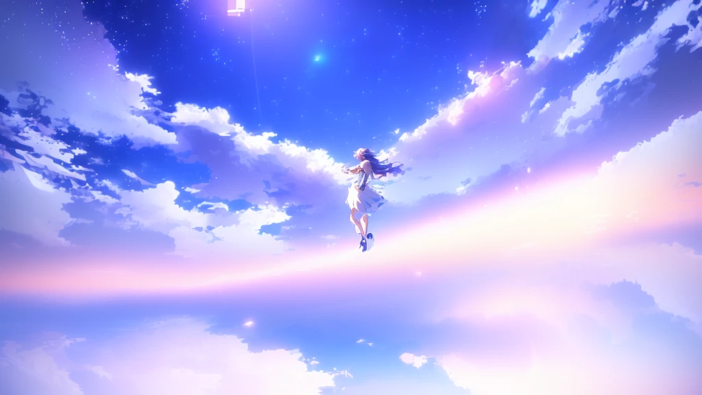 anime, A girl in a white dress floats in the water, Makoto Shinkai Cyril Rolland, anime girl walking on water, anime movie background, beautiful anime scene, today's featured anime still, anime film still, screenshot from the anime film, anime still film anime shikishi, star(null) starry_null