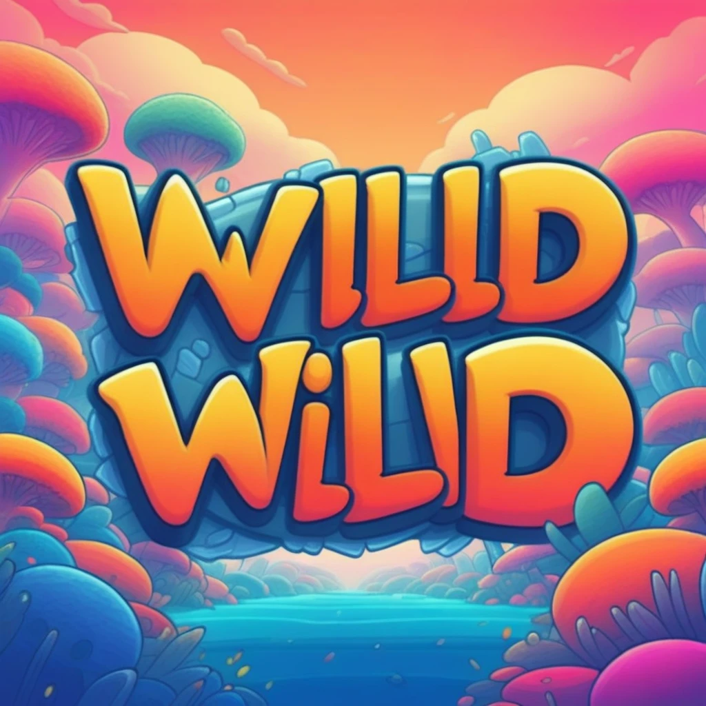 "wild" typograph , mobile game art, banner, detailed game art, stylized game art, game illustration, splash screen art, full card design, wallpaper!, extended art, adtime style art, saturated colorful, game item, single coin