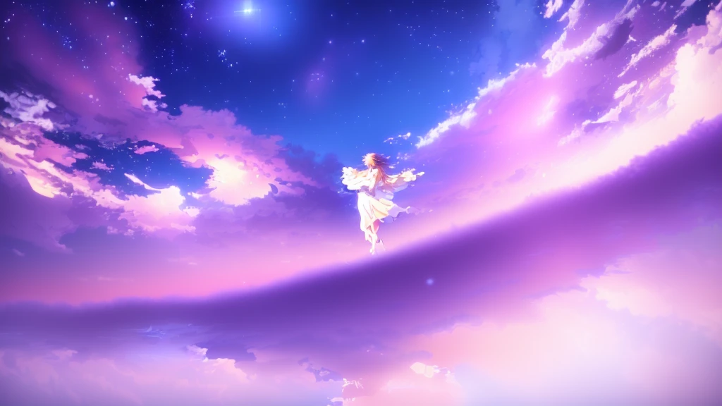 anime, A girl in a white dress floats in the water, Makoto Shinkai Cyril Rolland, anime girl walking on water, anime movie background, beautiful anime scene, today's featured anime still, anime film still, screenshot from the anime film, anime still film anime shikishi, star(null) starry_null