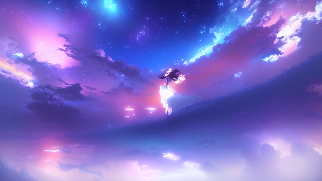 anime, A girl in a white dress floats in the water, Makoto Shinkai Cyril Rolland, anime girl walking on water, anime movie background, beautiful anime scene, today's featured anime still, anime film still, screenshot from the anime film, anime still film anime shikishi, star(null) starry_null