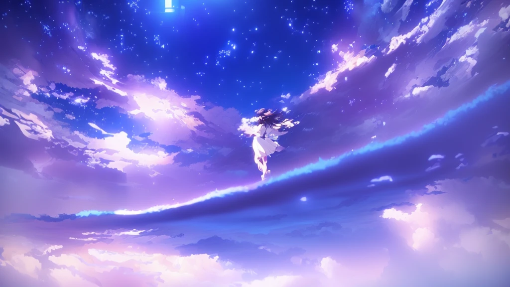 anime, A girl in a white dress floats in the water, Makoto Shinkai Cyril Rolland, anime girl walking on water, anime movie background, beautiful anime scene, today's featured anime still, anime film still, screenshot from the anime film, anime still film anime shikishi, star(null) starry_null