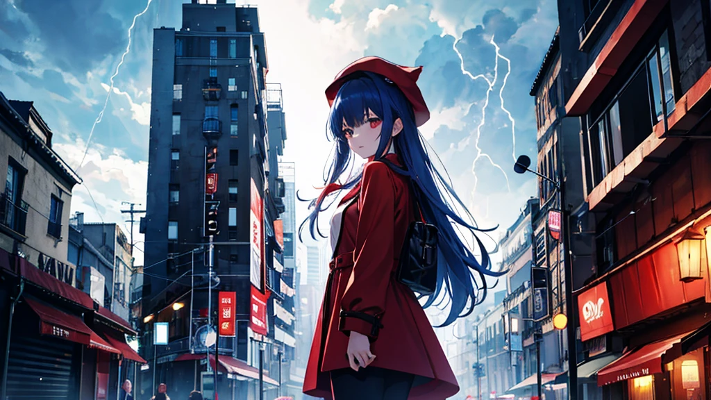 (Realistic:0.2), Anime illustration, One girl,, Red coat, Big red hat, Paris, France, SFW, Black trousers, Black office shirt,, Carmen sanity,, blue sky,, Long Hair,, Dramatic lightning, Light, epic Light, Light on the face, バックLight, フェイスLight, Bright Face, Fill Lamp, Subsidy light, ((masterpiece)),   (Carmen_sanity_v1-1_Shurik-2000:0.6)