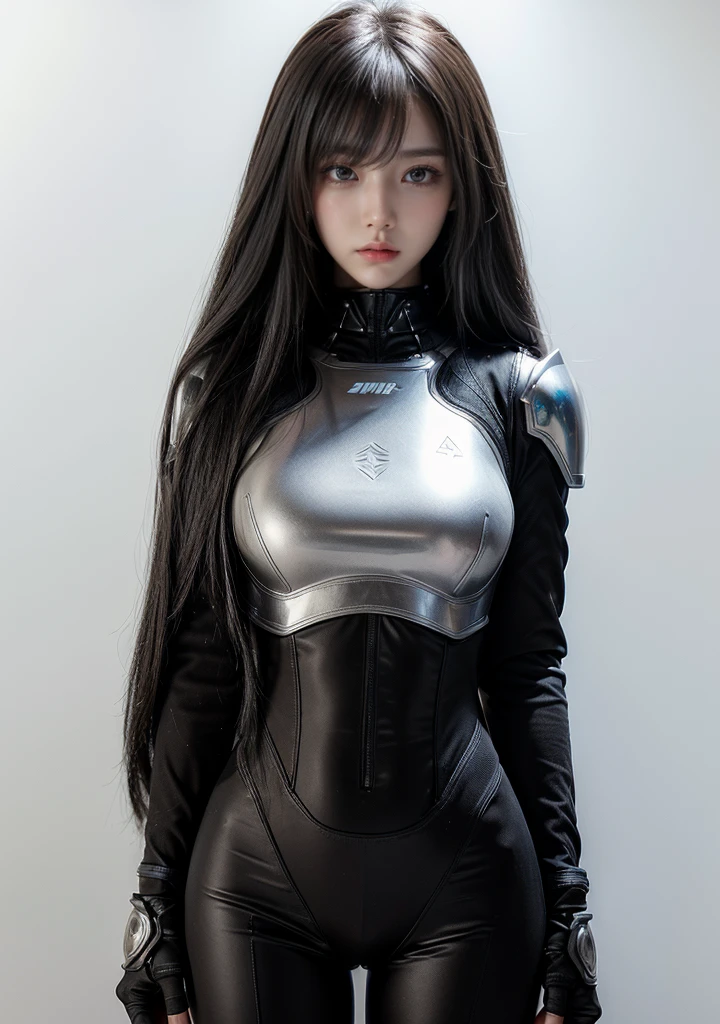 cyber angel,machine wing,laser sword,{{Sci-Fi Armor}},cyber suit,cyberpunk,science fiction,cyber battle armor,Battledress,Military Uniforms,pants,black military uniform,whole body,Height: 168cm,almond shape eyes,{{{{{silver eyes}}}}},{{{{{dull bangs}}}}},(slanted eyes},{{whole body},{{{1 girl}}}, long hair, straight hair,{{{{silver hair}}}},{{{tsurime}}},30 years old,{Medium chest},{{bush}},silver eyes,{{{masterpiece}}}, {{{highest quality}}}, {{Super detailed}}, {shape}, {{very delicate and beautiful}},very detailed,detailed perfect,detailed hyper,Abundant thighs,big ass,black clothes