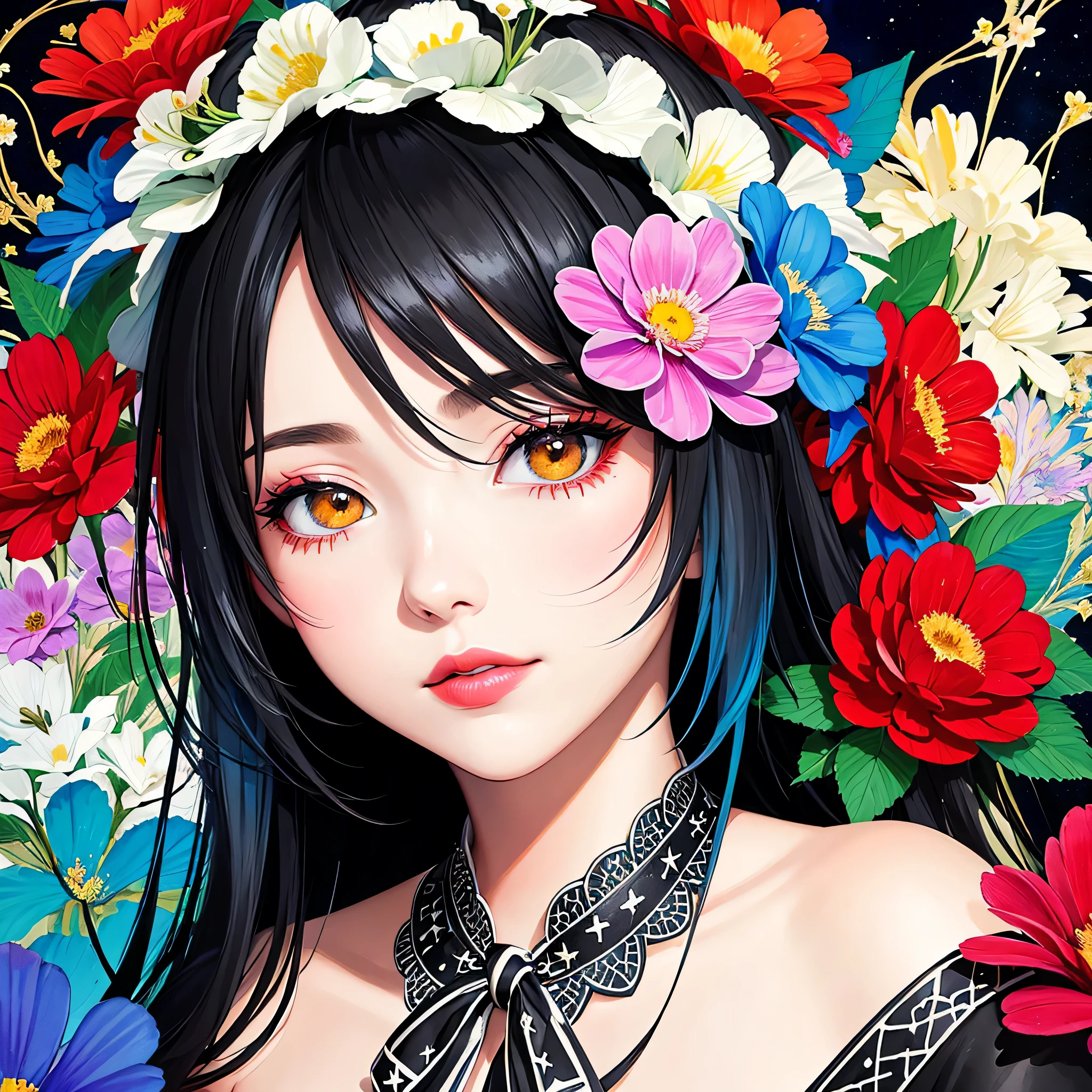 Black Star Red and White Style、(((stylish fashion))), 8K Quality、Intense watercolor, Detailed watercolor art, Watercolor splash, Surreal, avant-garde pop art, Beautiful and expressive paintings, Beautiful artwork illustration, Very colorful tones, wonderful, Cool beauty, highest quality、Official Art, Vector art, Stylish design, (((The most beautiful girl))), Lips in Love, (((highest quality))), HDR, ((detailed)), (((Doodle Art)), ((masterpiece)), ((Super detailed)), (((Colorful flowers))),(((Stylish))), Harbor View Hill
