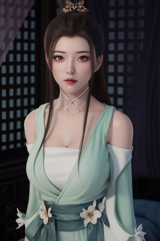 (hyperrealistic), (illustration), (high resolution), (8K), (extremely detailed), (best illustration), (beautiful detailed eyes), (best quality), (ultra-detailed), (masterpiece), (wallpaper), (photorealistic), (natural light), (rim lighting), (detailed face), (high detailed realistic skin texture), (anatomically correct), (solo), (1 girl), (high detailed realistic hair), (black hair:1.35), (heterochromic eyes), (detailed eyes), (bright brown eyes:1.37), (sparkling eyes), (realistic big breasts:1.5), (exposed  breasts:1.35), (long legs), (slender abs), (dynamic pose), (closed tiny mouth:1.3), nsfw, concentrated expression.