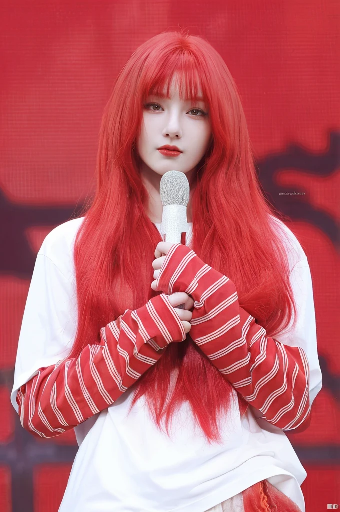 8K high quality，1 woman，Red Hair：1.5，looking towards camera