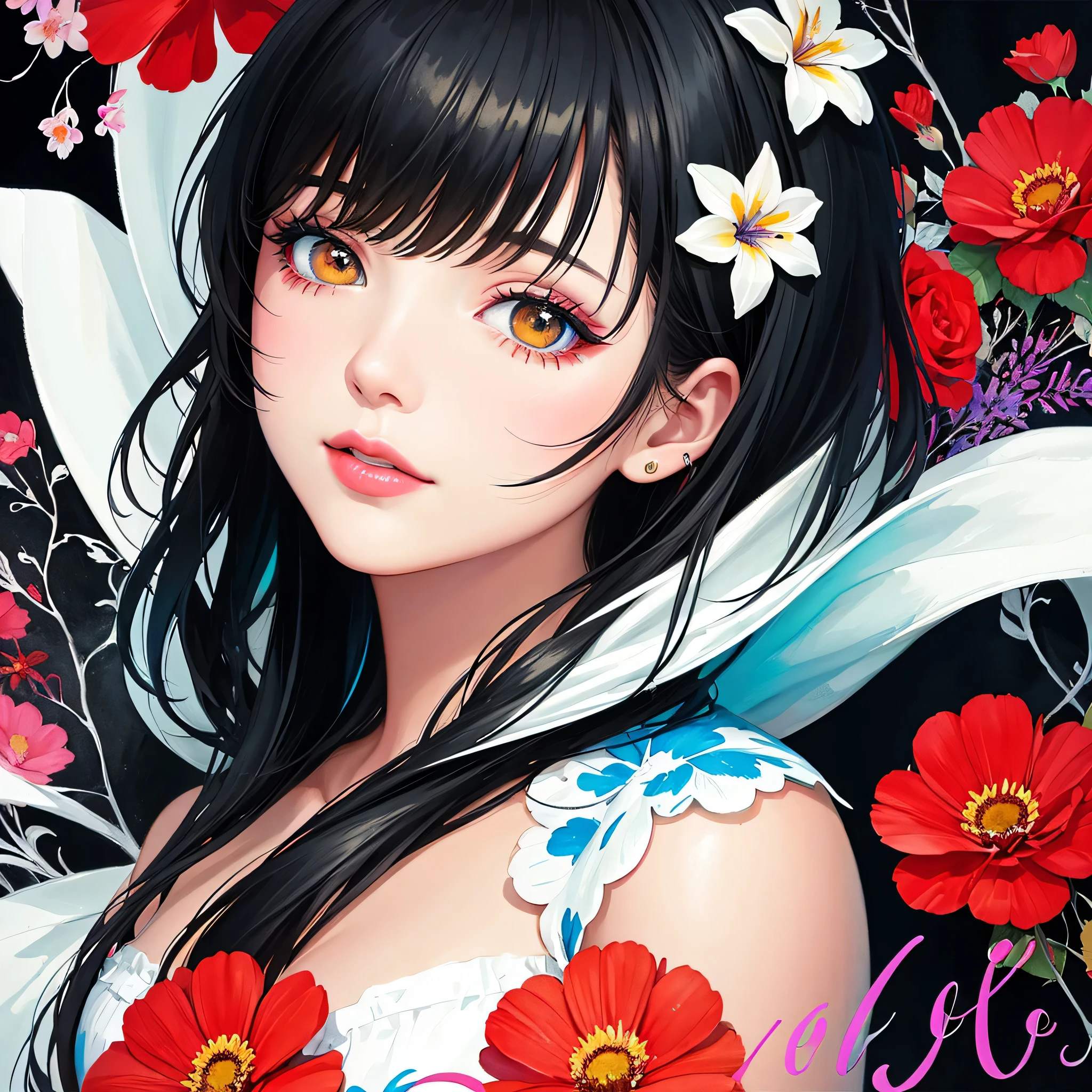 Black Star Red and White Style、(((stylish fashion))), 8K Quality、Intense watercolor, Detailed watercolor art, Watercolor splash, Surreal, avant-garde pop art, Beautiful and expressive paintings, Beautiful artwork illustration, Very colorful tones, wonderful, Cool beauty, highest quality、Official Art, Vector art, Stylish design, (((The most beautiful girl))), Lips in Love, (((highest quality))), HDR, ((detailed)), (((Doodle Art)), ((masterpiece)), ((Super detailed)), (((Colorful flowers))),(((Stylish))), Harbor View Hill