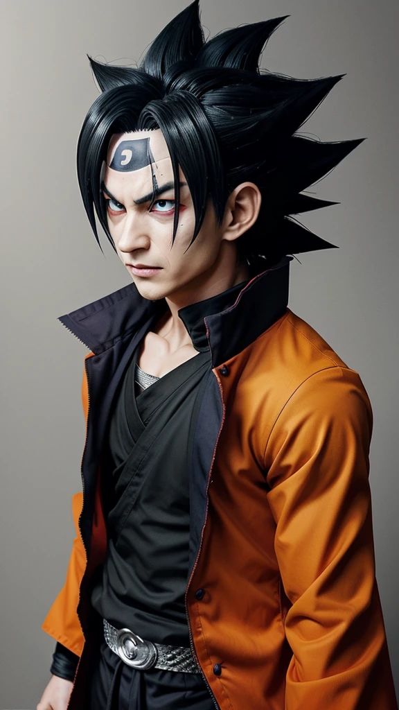 dragon ball goku by theartofile, akatsuki akira, high quality fanart, itatchi uchiha, joker as naruto, anime style character, itachi uchiha, sasuke uchiha, madara uchiha, high quality anime artstyle, badass pose, inspired by Kanō Hōgai, from naruto, itachi, joker looks like naruto