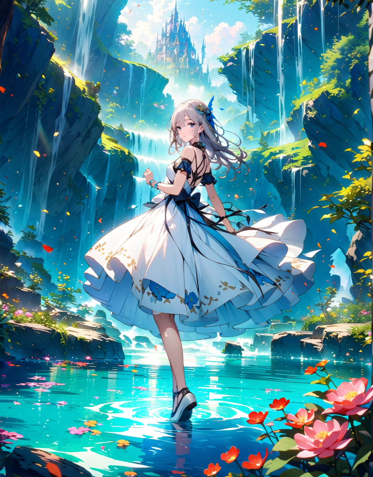 Very delicate and beautiful，非常にdetailed，CG，Unity，8k wallpaper，wonderful，detailed，masterpiece，The best quality in the best condition，Official Art，非常にdetailed CG 8k Unbelievably ridiculous resolution,Beautiful and exquisite,High resolution，非常にdetailedな目と顔,Standing on the water