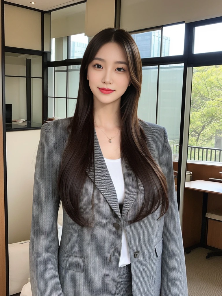 Tall and slender beauty、Beauty in a suit、huge 、Undershirt、Cool Beauty、career woman、Japan Beauty Odeldo、Tic，Office Room，Windows