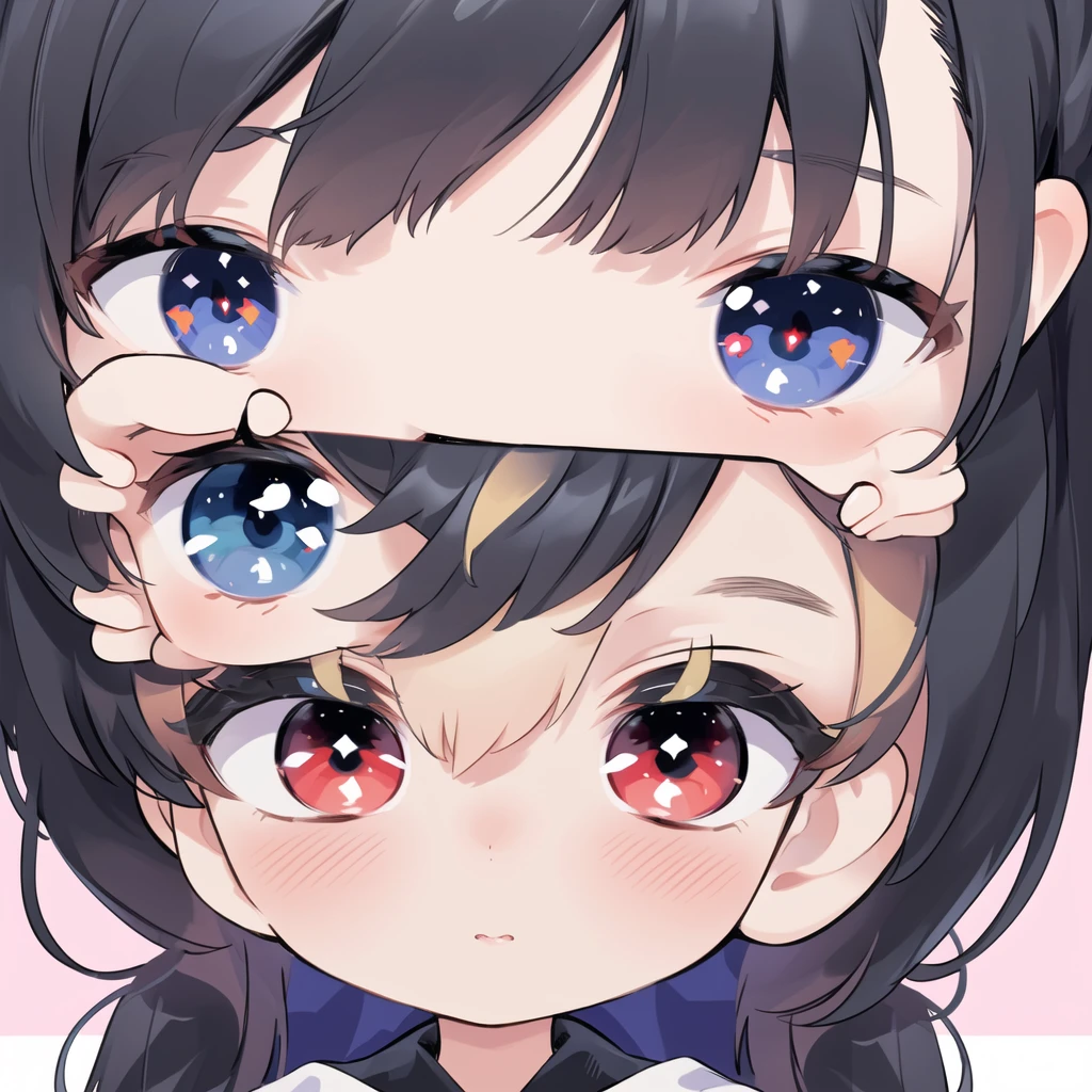((Highest quality)), ((masterpiece)), (detailed), Fine Lines, (Big eyes, Droopy eyes, Lower eyelid corners droop), (Black Hair, half twintail, Long Hair), ribbon, Frills, Pastel feel, Face close-up, One girl,