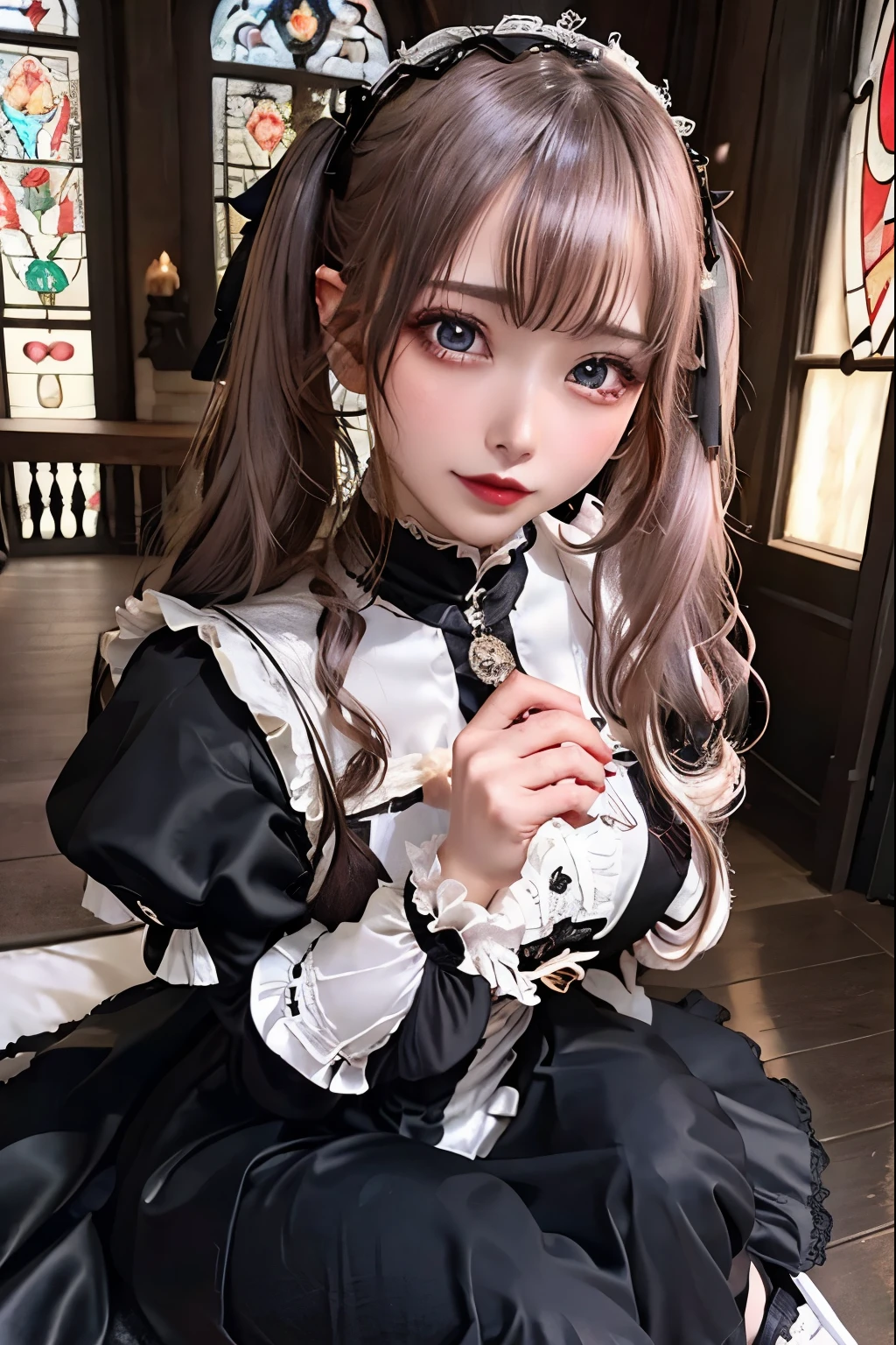 Hard Dark Gothic Makeup、Black dark eyeshadow、sad、Good skin radiance、Dark Gothicメイク、Dark smile、palace、The beauty of fragrance、24-years-old、Expression of intense sexual pleasure、Embarrassed look、Dark Gothic、Highest quality、Expression of sexual pleasure amid suffering、Drunk face、紫のMaid clotheysterious、Noble、sexy、Loving smile、Twin tail hair、Right blue eye, Left eye is red、Super tempting pose、Platform Heel Shoes、Heavy makeup、Gothic ta clothes、Silver Hair、Long Hair Straight Hair、Cute Gothic Loliress、Beautiful Face、elegant features、Attractive face、Stained glass is the background、Chest glistening with sweat、The room is dark、goth long dress、Bell Sleeves、Wizard Sleeve、Decadent look、Sexually excited expression、Glossy thighs wet with water、Thighs that are wet and shiny with oil、Background of a room full of roses、sad expression、Rose Maiden、The embroidery is pink、The dress has pink embroidery.、Thigh-high socks、Knee-high socks、Gentle expression、Dark black eyeshadow、Stained glass and rose background、thighs are a little thin、Female Duo、Female couple、dark church background、Stained glass、Black metal world、Dark Castle、Dark Room、Slender body、gothic long dress、Victorian dress、Small breasts、Hold the wine in your right hand、Hold the lantern in your left hand、pantyhose、The bed is covered with roses、Her thighs are shining with sweat、My body is wet and shiny、Lots of glitter on the thighs、sweating、My thighs are sticky from sweating、Sweat glistening on my thighs, The whole body is sweaty and shiny、I sweated a lot.、My thighs are sweaty、My thighs are wet、My thighs are shining with sweat、A lot of sweat glistening all over the body、Slender body、Put your head on the pillow、Sleeping on a bed、Beautiful legs、Sleep with your legs stretched、Lying in bed、