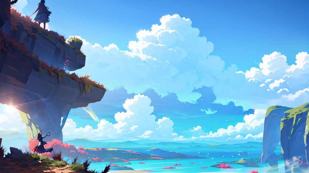 Tabletop, Highest quality,figure, wallpaper, Super detailed, Absurd, 1, alone, (Medium Short Hair、Short braided hair), Beautiful attention to detail , (street), Bright sky,(Panoramic View:1.3),(Depth:1.5),(Long Shot:1.3)