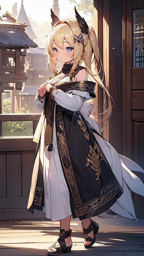 (Highly detailed CG Unity 8k wallpaper,masterpiece, Biological, whole body),(Best lighting, Best Shadow, Very delicate and beautiful),(One girl), Blonde, Side Tail, Village Girl's Clothes, Henri_Overload, NSFW