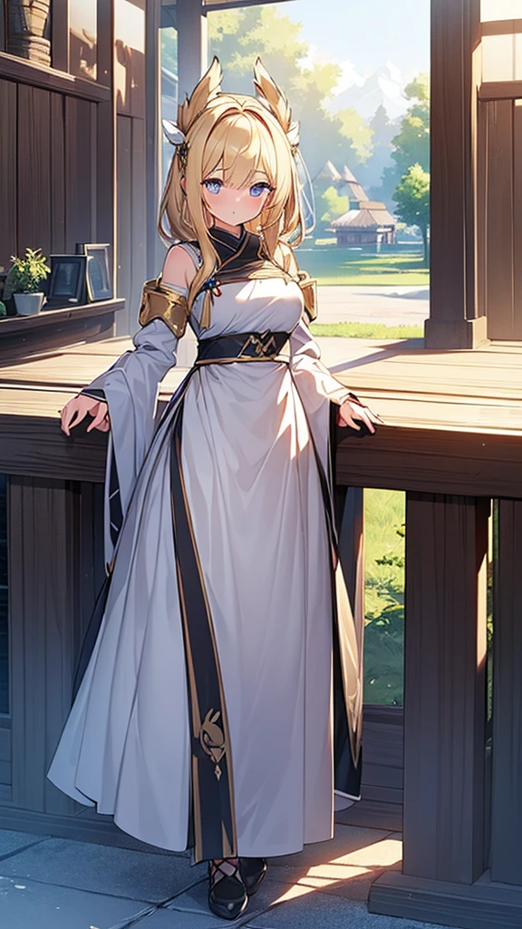 (Highly detailed CG Unity 8k wallpaper,masterpiece, Biological, whole body),(Best lighting, Best Shadow, Very delicate and beautiful),(One girl), Blonde, Side Tail, Village Girl&#39;s Clothes, エンリ・エモット_Overload, NSFW