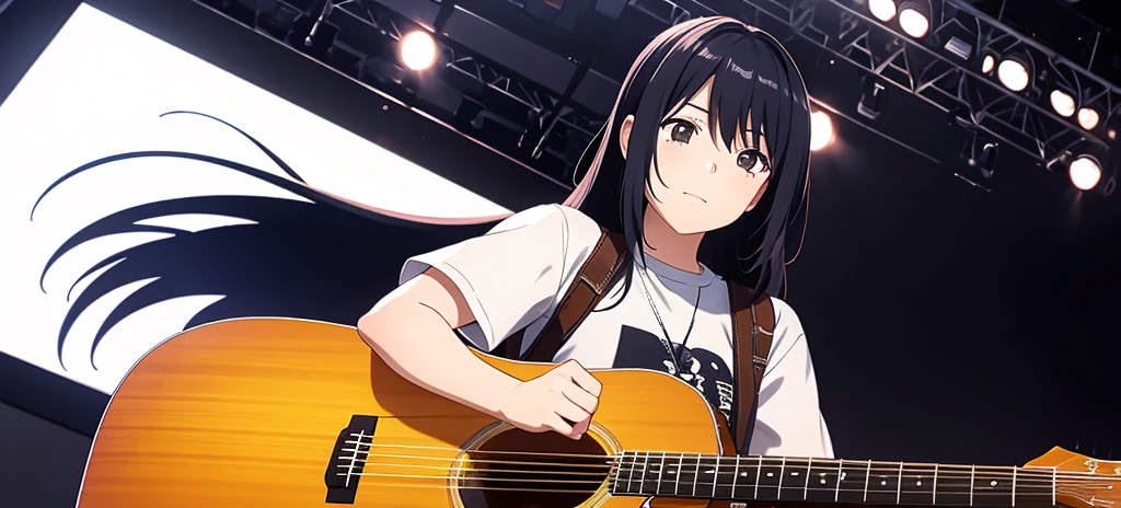 Miko yotsuya playing guitar in concert