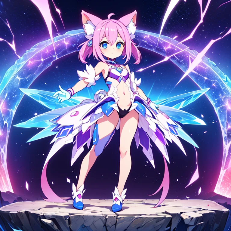 Full body, beautiful eyes , 1 girl , full body , cute girl , anime style , cute eyes , (standing up) , (e Core form of Coregale appears as a small, crystalline core pulsating with life energy. It serves as the central nucleus of Coregale's being, containing the genetic code and essence that defines its existence. Cores are scattered across the globe, hidden within natural structures and remote environments.)