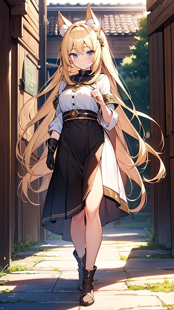(Highly detailed CG Unity 8k wallpaper,masterpiece, Biological, whole body),(Best lighting, Best Shadow, Very delicate and beautiful),(One アニメのgirl), Blonde, Side Tail, Village Girl's Clothes, エンリ・エモット, エンリ_Overload, NSFW