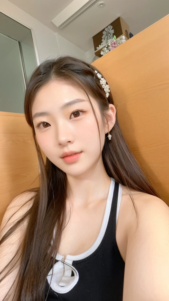 there is a woman that is sitting down with a cell phone, Yoshitomo Nara, young cute wan asian face 20 years old
