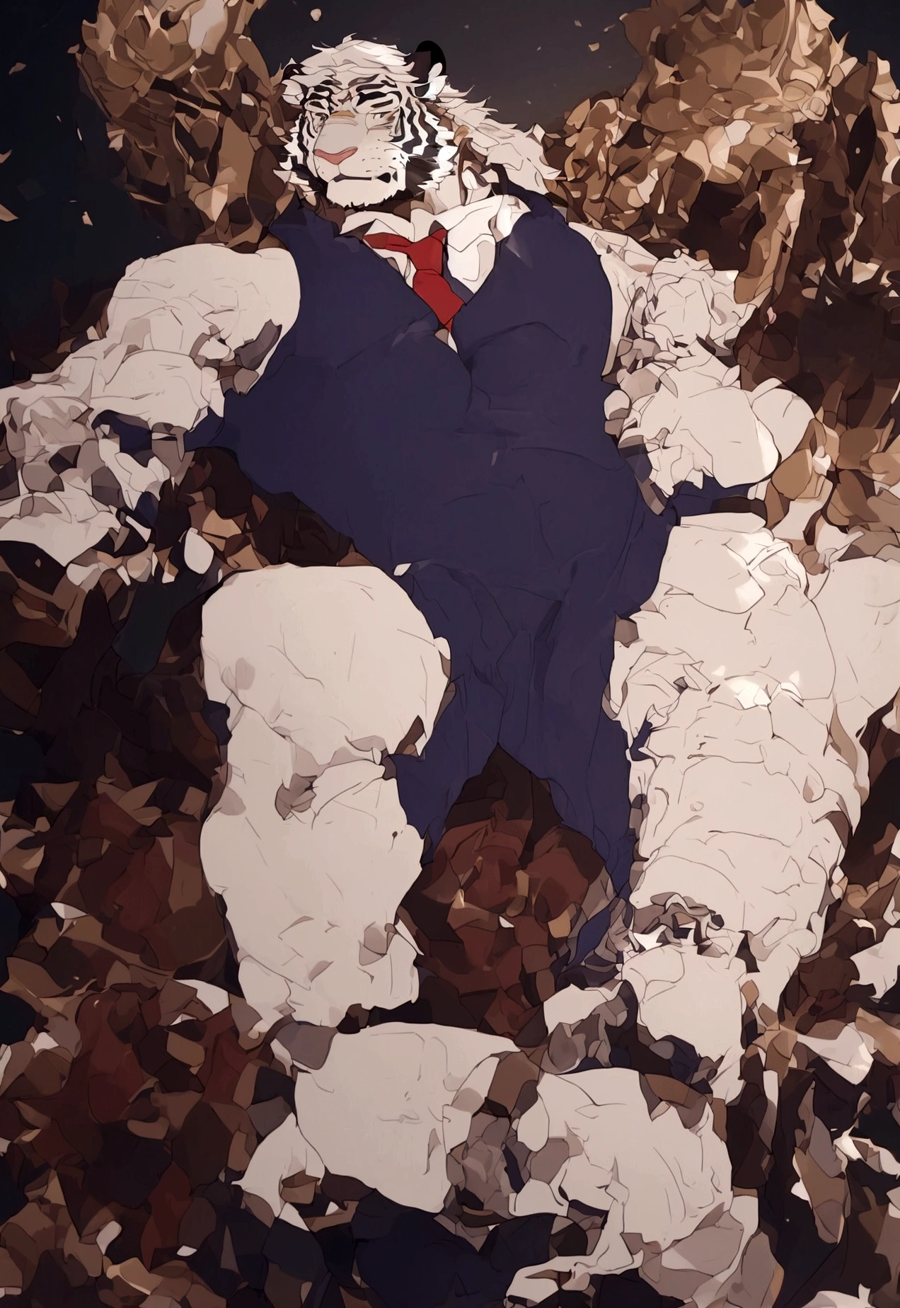 Gay , muscle , tiger , furry , White hair ,Top ,Tiger Use his dirty soldier black sock to step on and rub the bot wolf's dick below his sock , musky , odor , the wolf leaking the cum on his cock and get moan