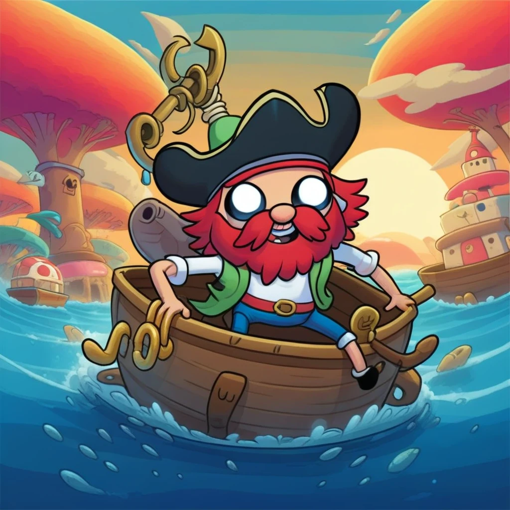 pirate hook game item, mobile game art, banner, detailed game art, stylized game art, game illustration, splash screen art, full card design, wallpaper!, extended art, adtime style art, saturated colorful, game item inventory