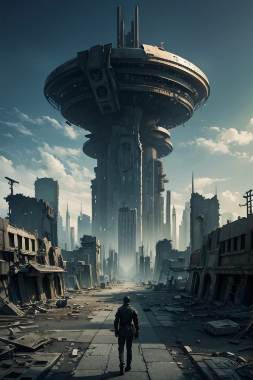 Highest quality、A ruined futuristic city、dim、Surrealism