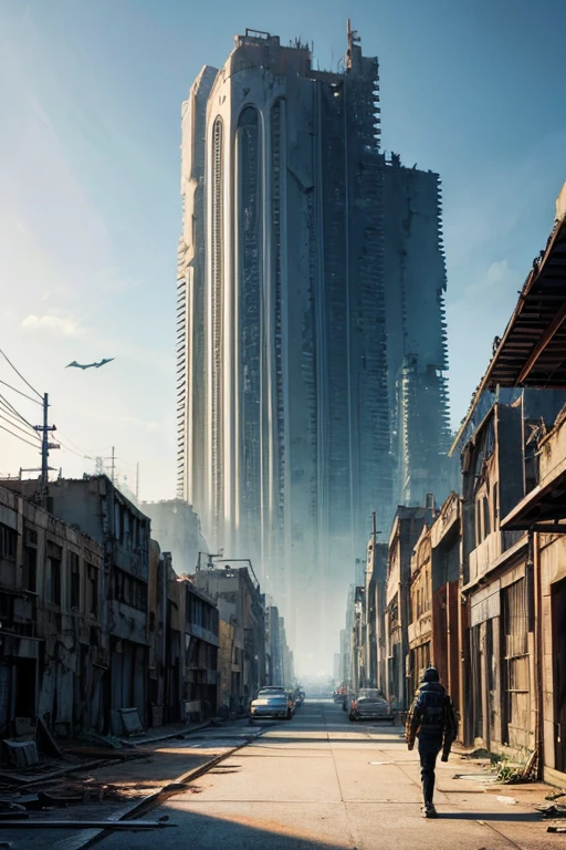 Highest quality、A ruined futuristic city、dim、Surrealism