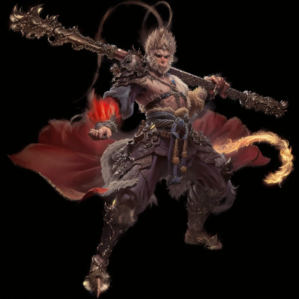 Chinese mythological story of the Monkey King,Hold a golden hoop stick,Fighting Buddha,Strong combat capability,monkey