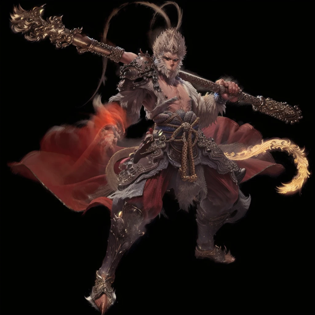 Chinese mythological story of the Monkey King,Hold a golden hoop stick,Fighting Buddha,Strong combat capability,monkey