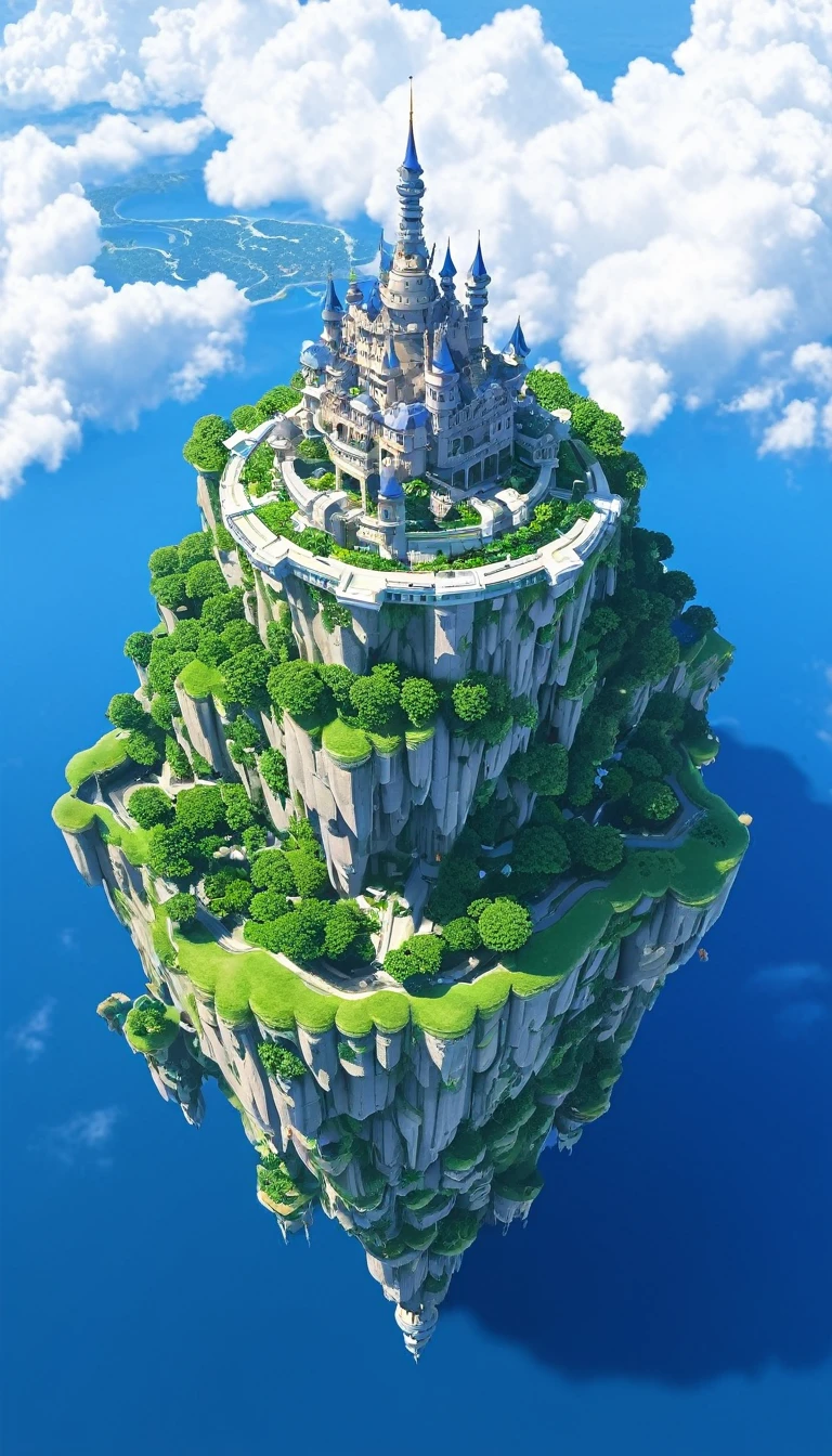 Castle in the Skyとその上の木々photograph, Castle in the Sky style, Castle in the Sky, Flying Cloud Castle, Floating Island, Floating Island, Floating Island, Cities in the air, floating palace in the sky, Floating Island, Cloud Palace