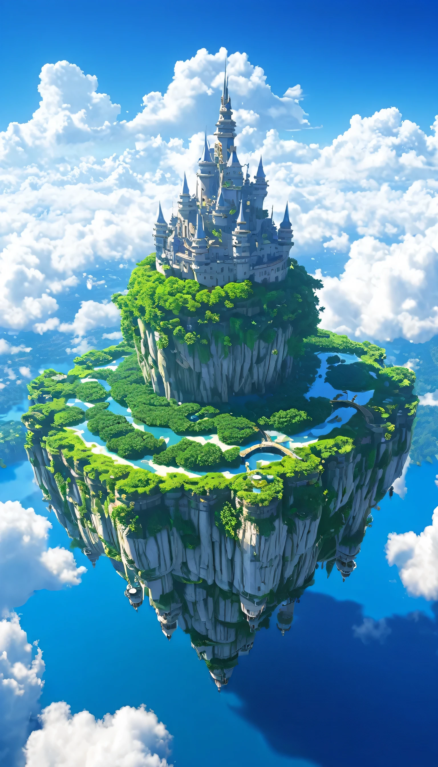 Castle in the Skyとその上の木々photograph, Castle in the Sky style, Castle in the Sky, Flying Cloud Castle, Floating Island, Floating Island, Floating Island, Cities in the air, floating palace in the sky, Floating Island, Cloud Palace